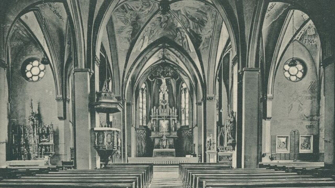 Historische Abbildung der Mendener Kirche Historische Abbildung vom Inneren der Mendener Kirche