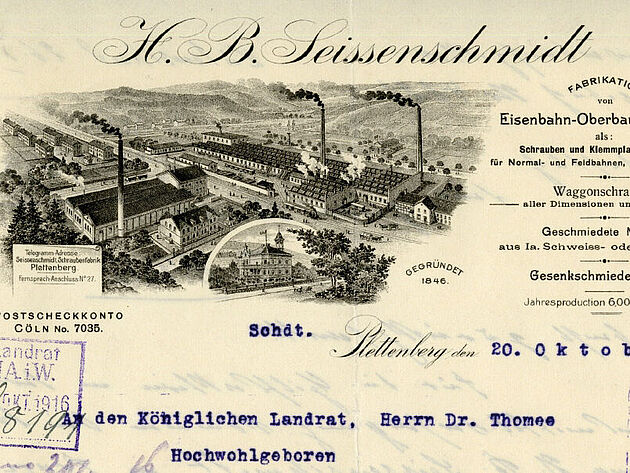 Briefkopf von Wilhelm Seissenschmidt aus Plettenberg