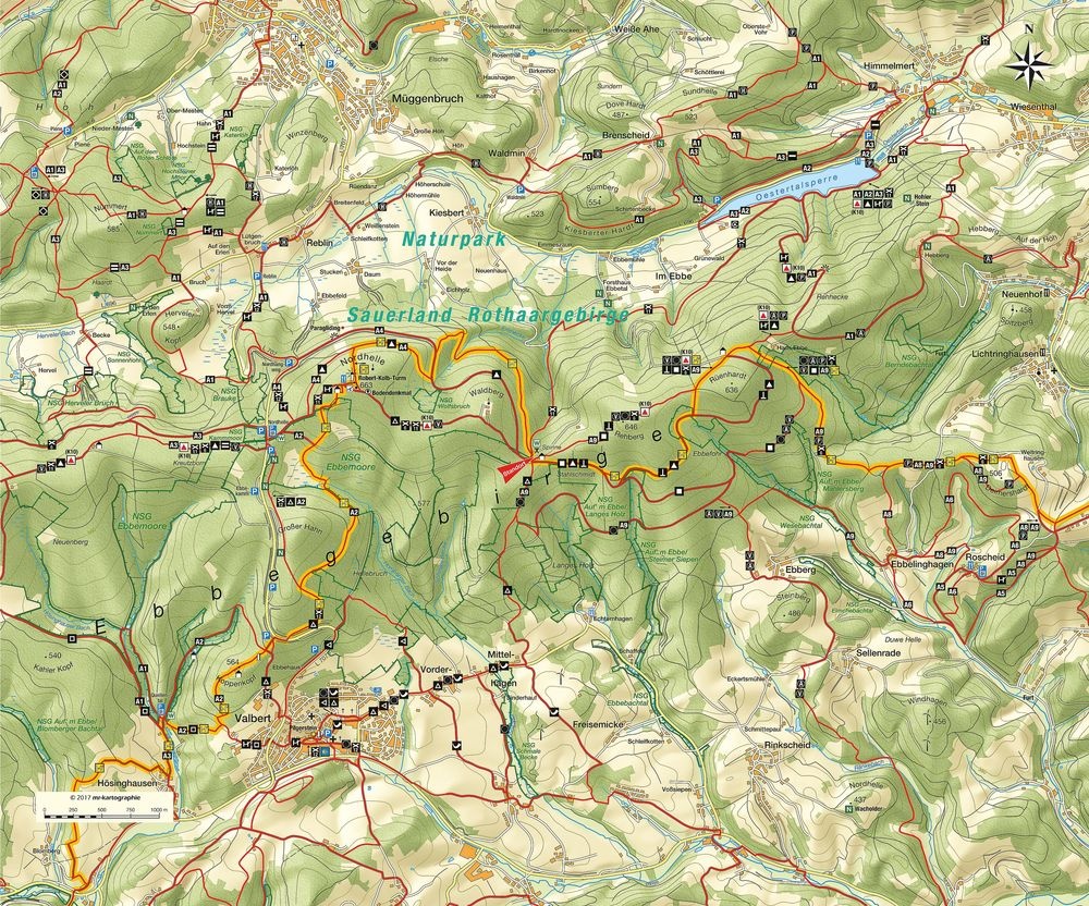 Ausschnitt aus dem Wanderwegenetz